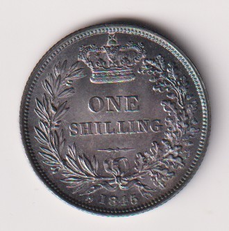 1845 Shilling Queen Victoria Uncirculated S3904 - Image 2