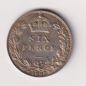 1902 sixpence reverse