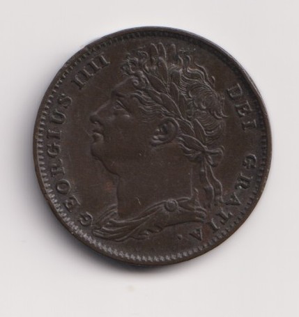 1822 George IV Copper Farthing – Laureate Bust & Britannia, S.3822