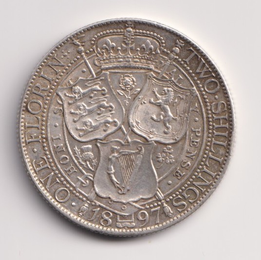 1897 Queen Victoria Silver Florin – Veiled Head, S.3939 - Image 2